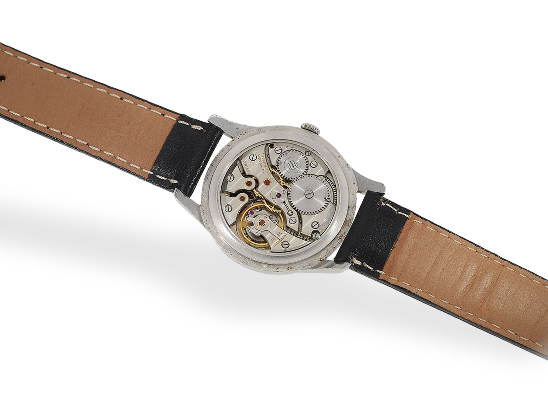 Armbanduhr: frühe, große IWC mit Zentralsekunde, Stahl, Schaffhausen ca. 1948 - Bild 2 aus 3