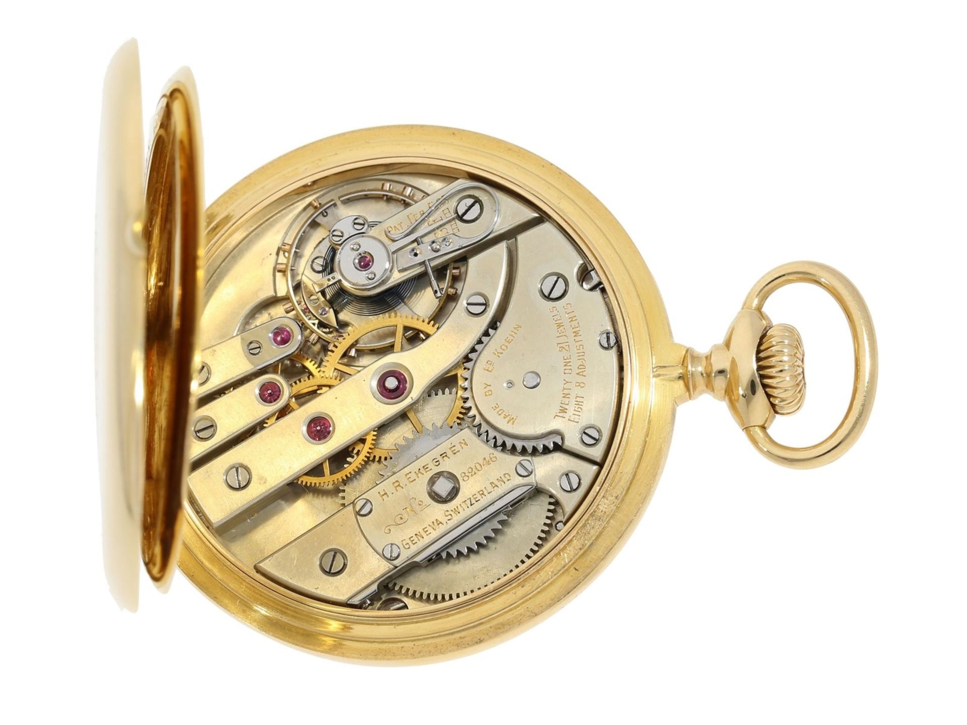 Taschenuhr: hochfeine Genfer Präzisionsuhr, H.R. Ekegren Geneve No. 82046, gefertigt für Caldwell Ph - Bild 5 aus 6