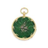 Taschenuhr: frühe Gold/Emaille-Lepine mit Diamantbesatz, Patek Philippe No.26619, Genf ca. 1865