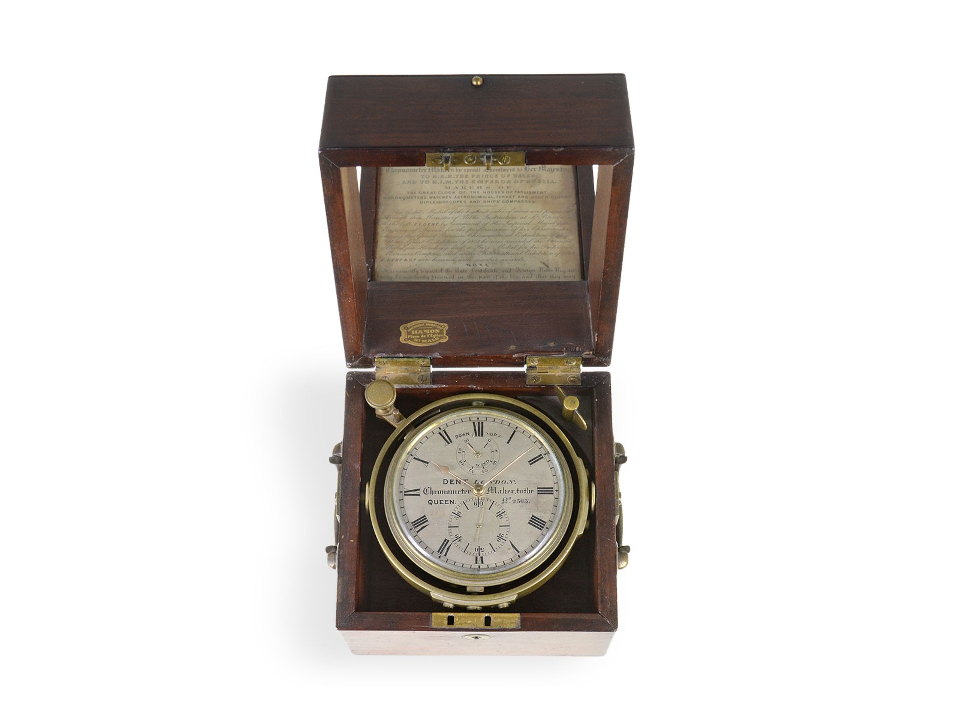 Marinechronometer: frühes, seltenes, kleines englisches Marinechronometer, Dent London, ca.1850