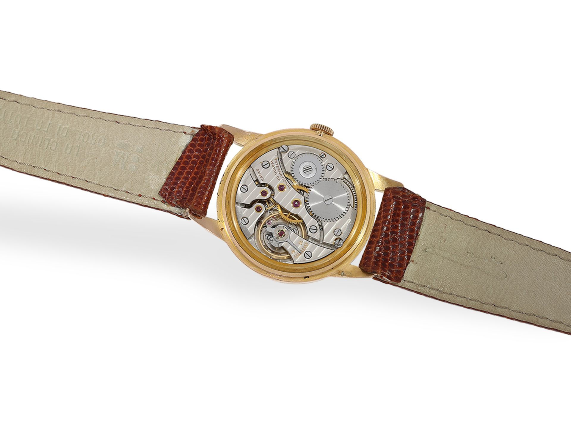 Armbanduhr: große, frühe IWC mit seltenem Rotgoldgehäuse, ca.1947 - Bild 2 aus 7