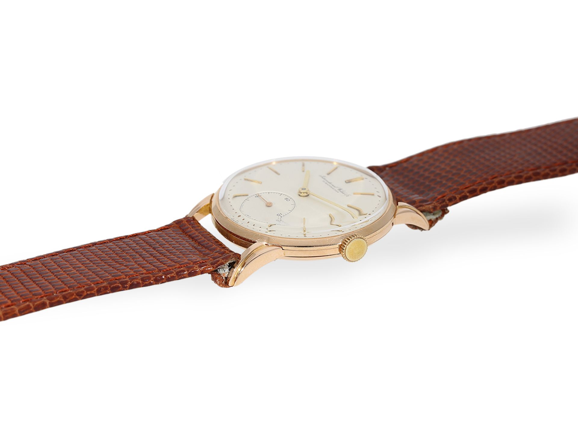 Armbanduhr: große, frühe IWC mit seltenem Rotgoldgehäuse, ca.1947 - Bild 5 aus 7