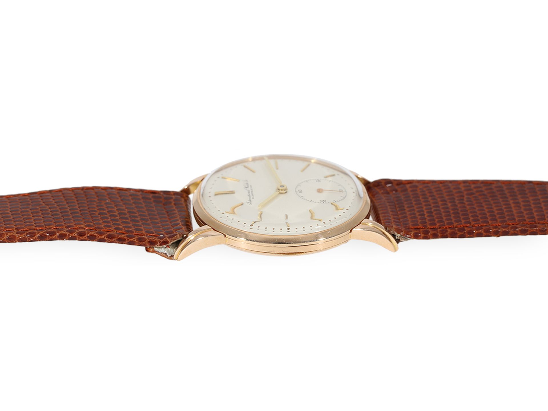 Armbanduhr: große, frühe IWC mit seltenem Rotgoldgehäuse, ca.1947 - Bild 6 aus 7