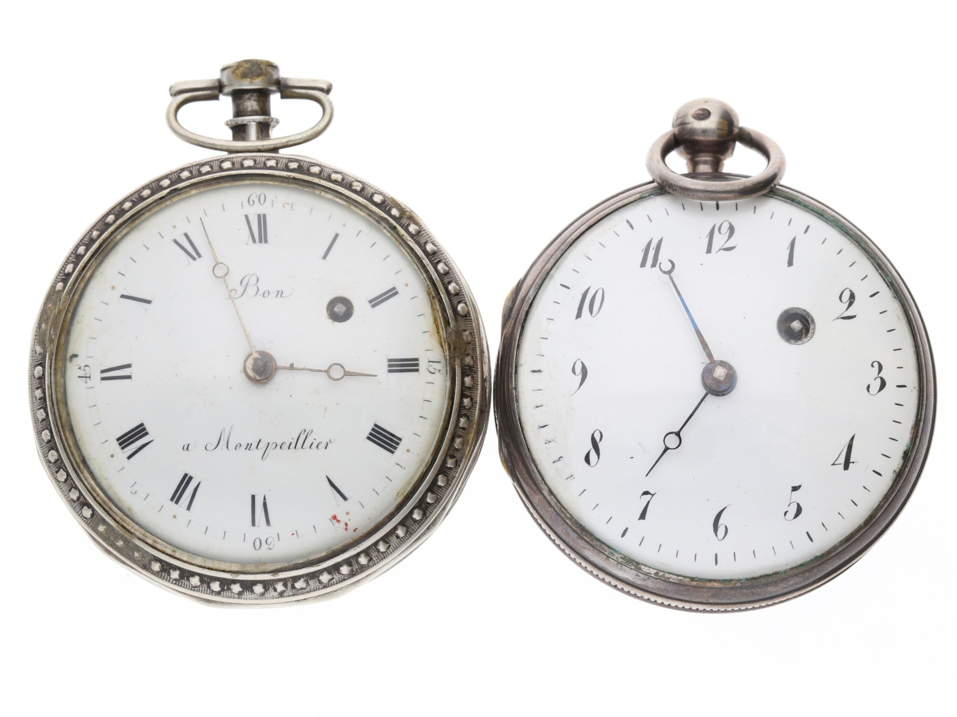 Taschenuhr: 2 schöne französische Spindeluhren, um 1800