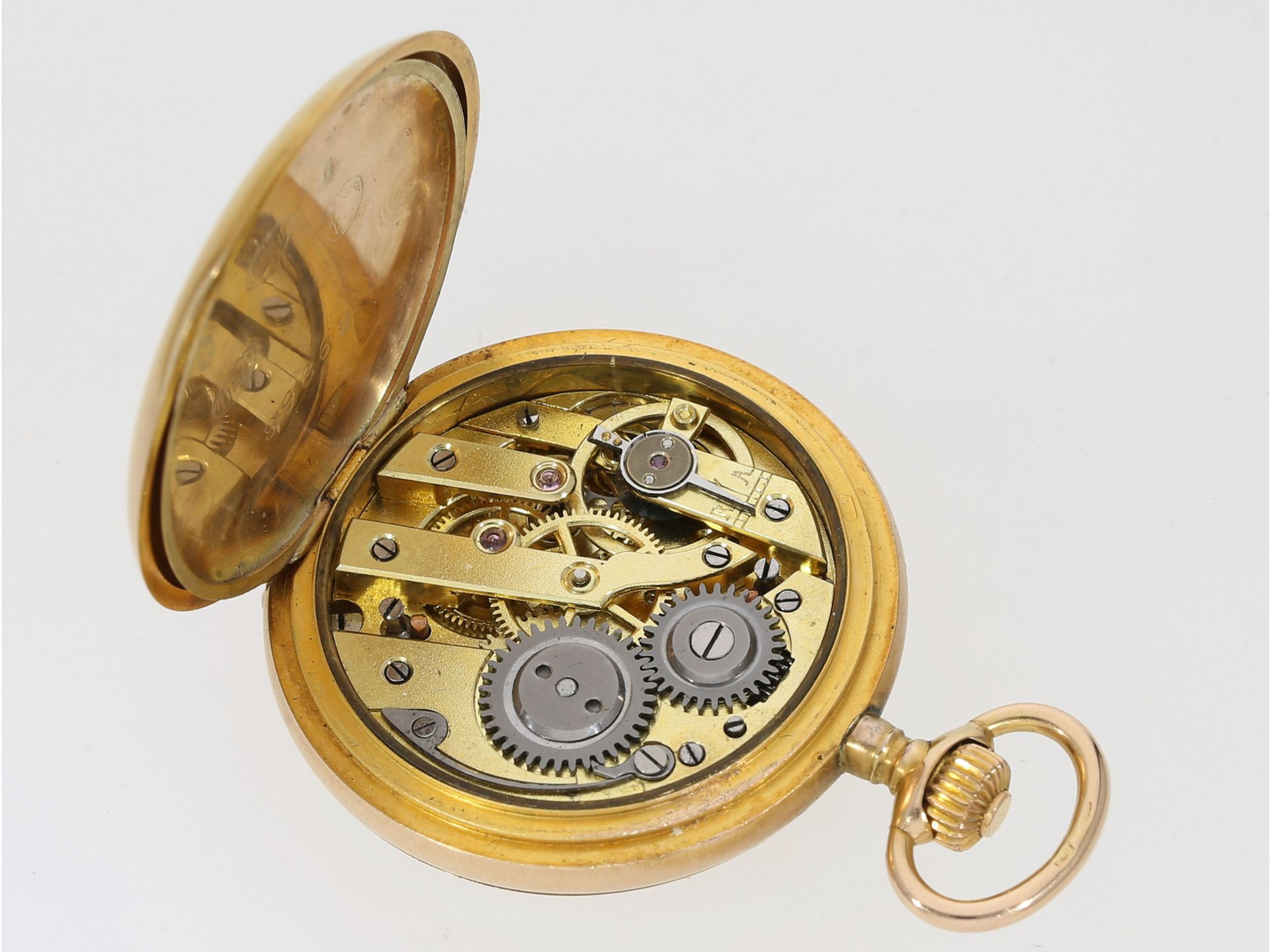 Taschenuhr/Anhängeuhr: feine Jugendstiluhr mit Diamantbesatz, Dürrstein Dresden, um 1900 - Image 5 of 5