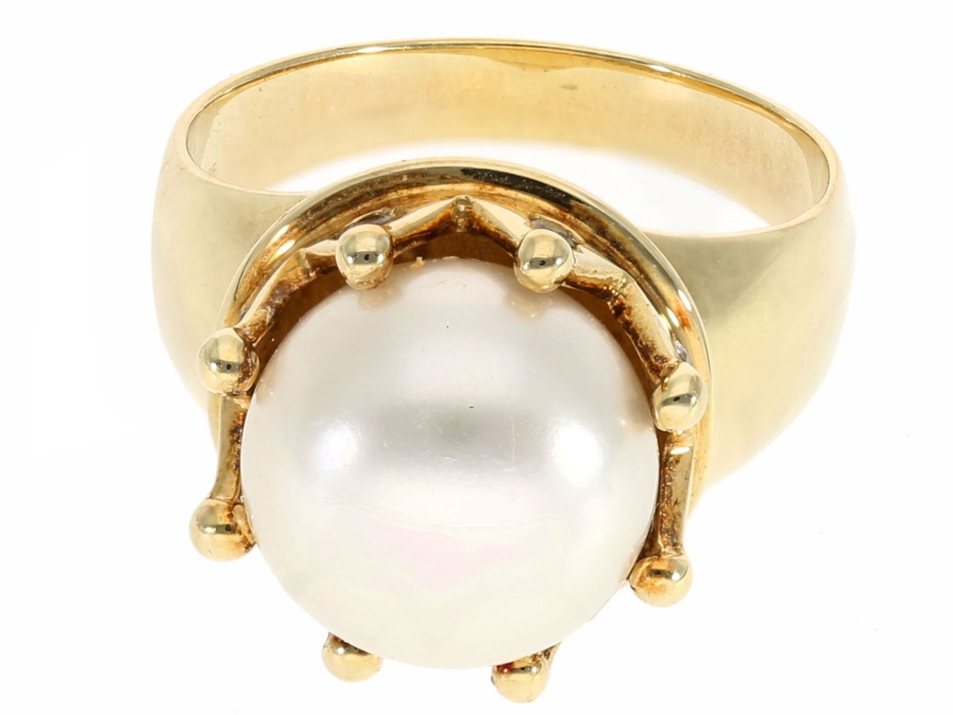 Ring: außergewöhnlich gearbeiteter Goldschmiedering von Christ, hochwertiger Markenschmuck, Motiv "K - Image 4 of 5