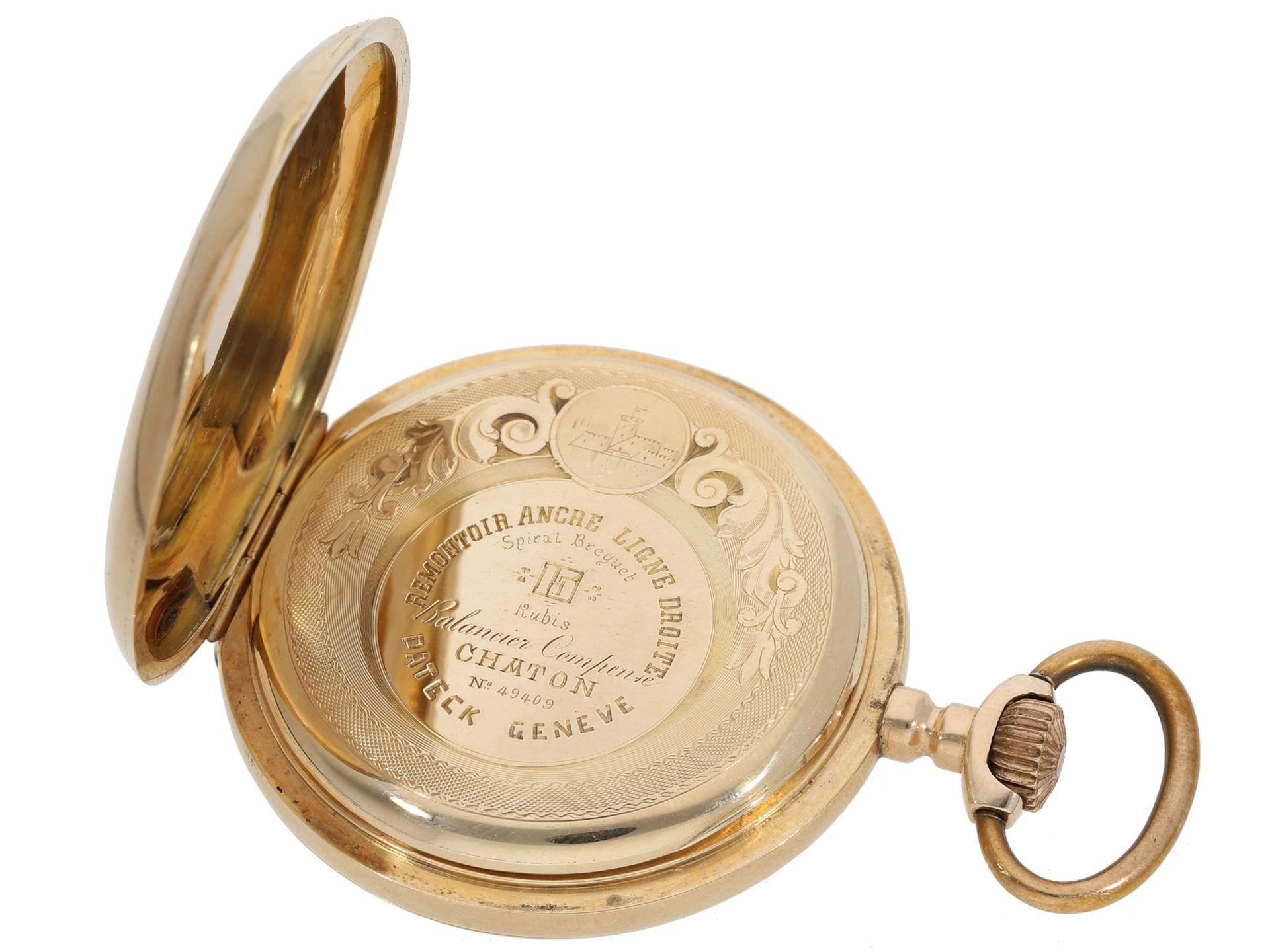 Taschenuhr: außergewöhnlich große Goldsavonnette, sog. "Hochzeitsuhr", Ankerchronometer Pateck Genev - Image 4 of 5