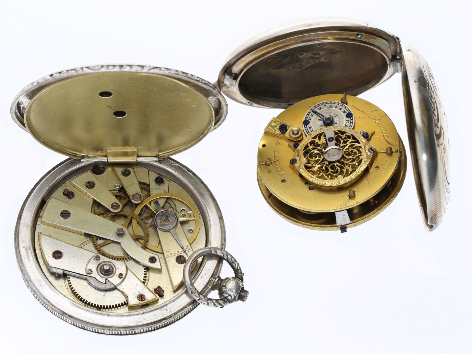 Taschenuhr: 2 außergewöhnlich frühe Savonnette-Taschenuhren, ca.1810 und 1830 - Image 3 of 3