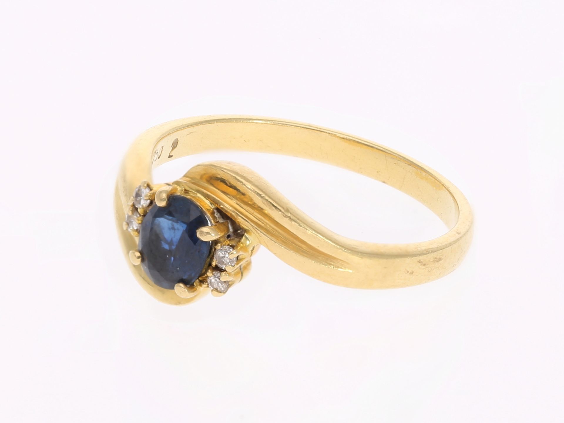Ring: solider vintage Saphir/Brillant-Goldschmiedering