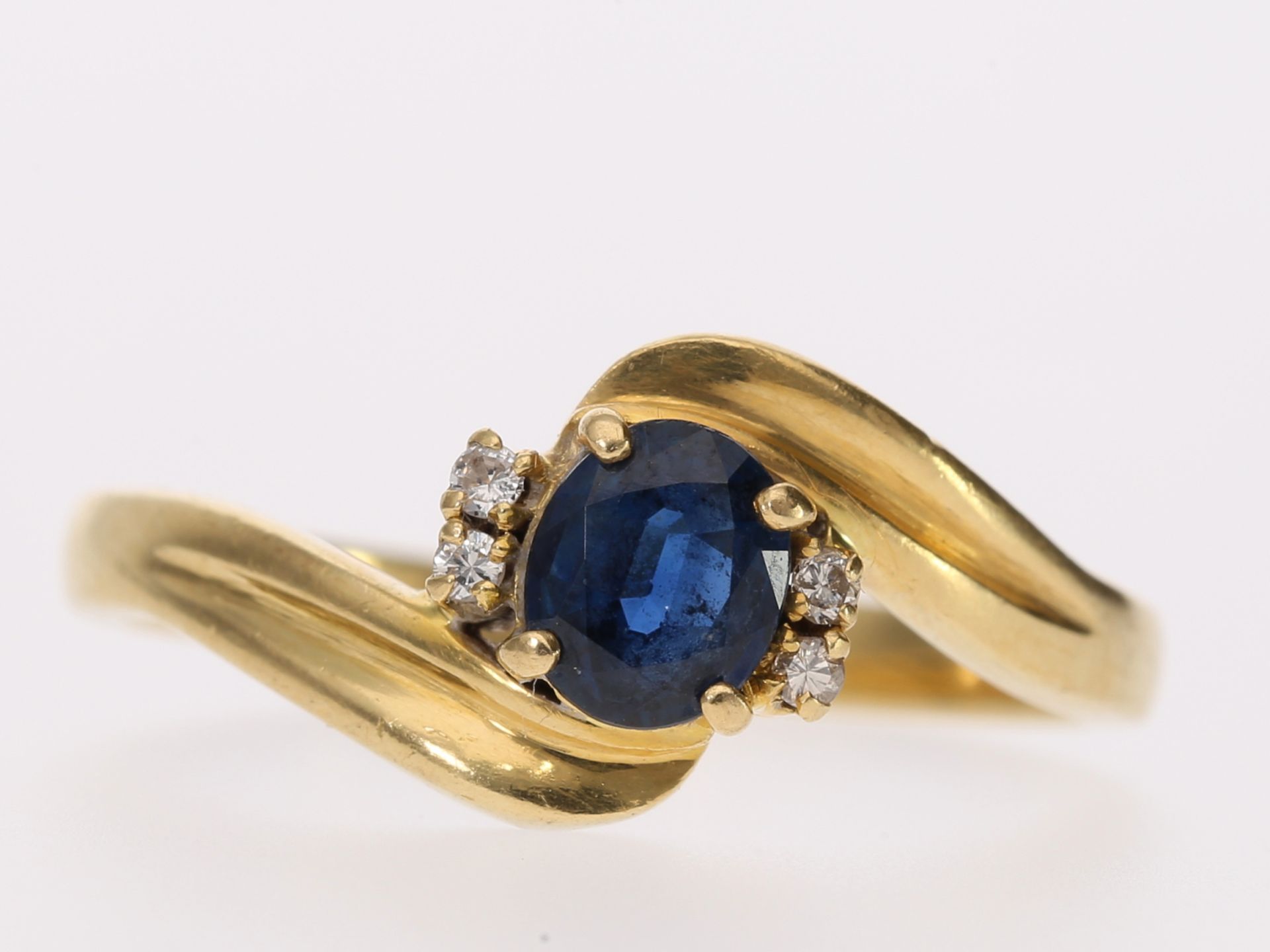 Ring: solider vintage Saphir/Brillant-Goldschmiedering - Image 2 of 3