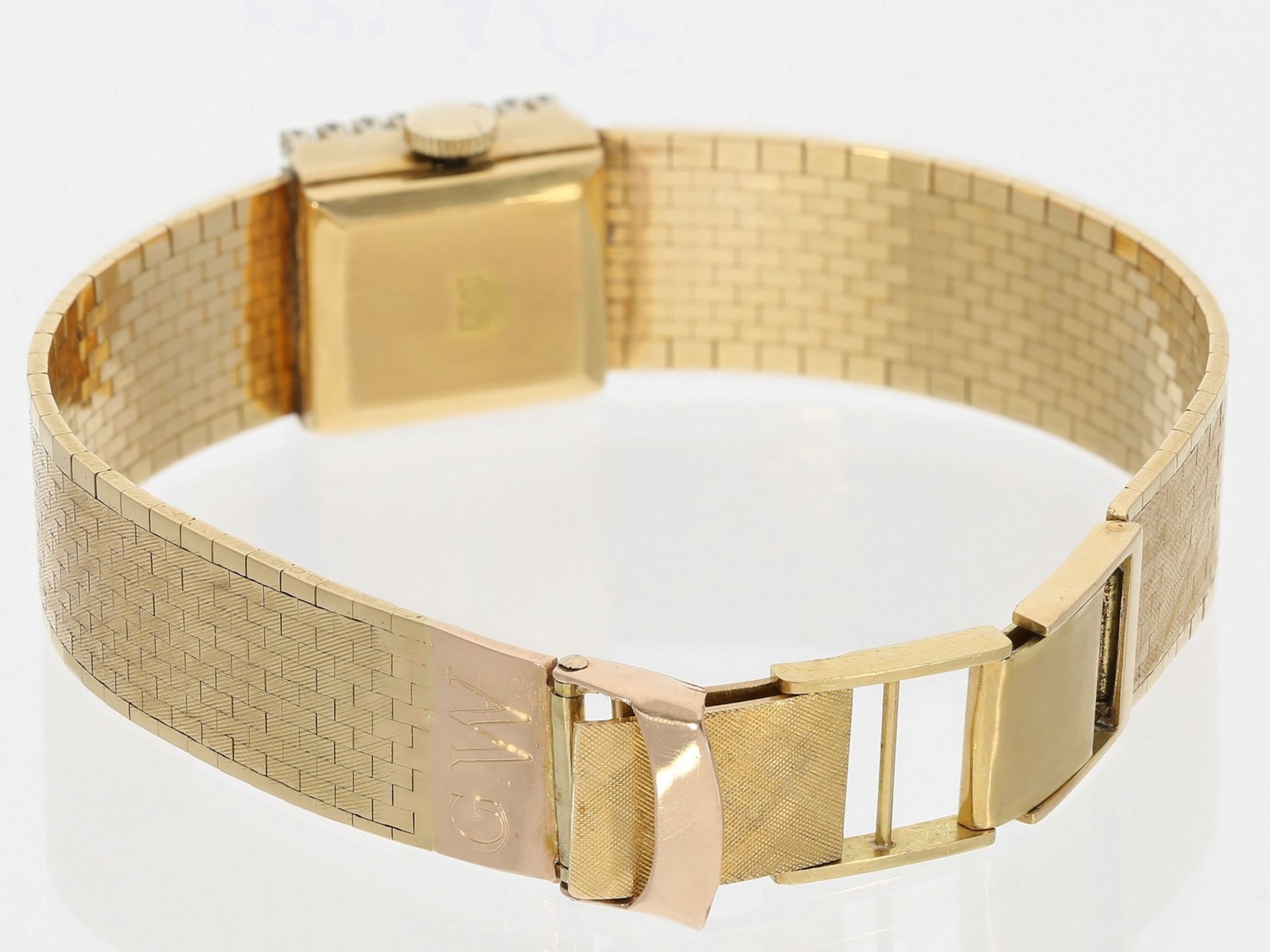 Armbanduhr: goldene vintage Damenuhr mit Diamant-Lünette, "Exactus", 18K Gold - Image 2 of 2