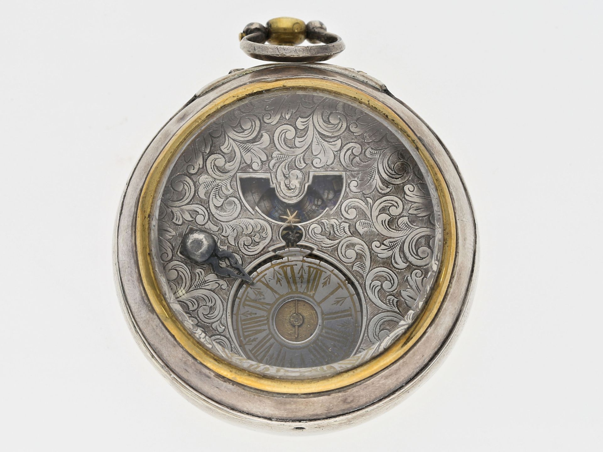 Taschenuhr: extrem rare Sackuhr mit Scheinpendel und rotierendem Zifferblatt, Thomas Pondion London,