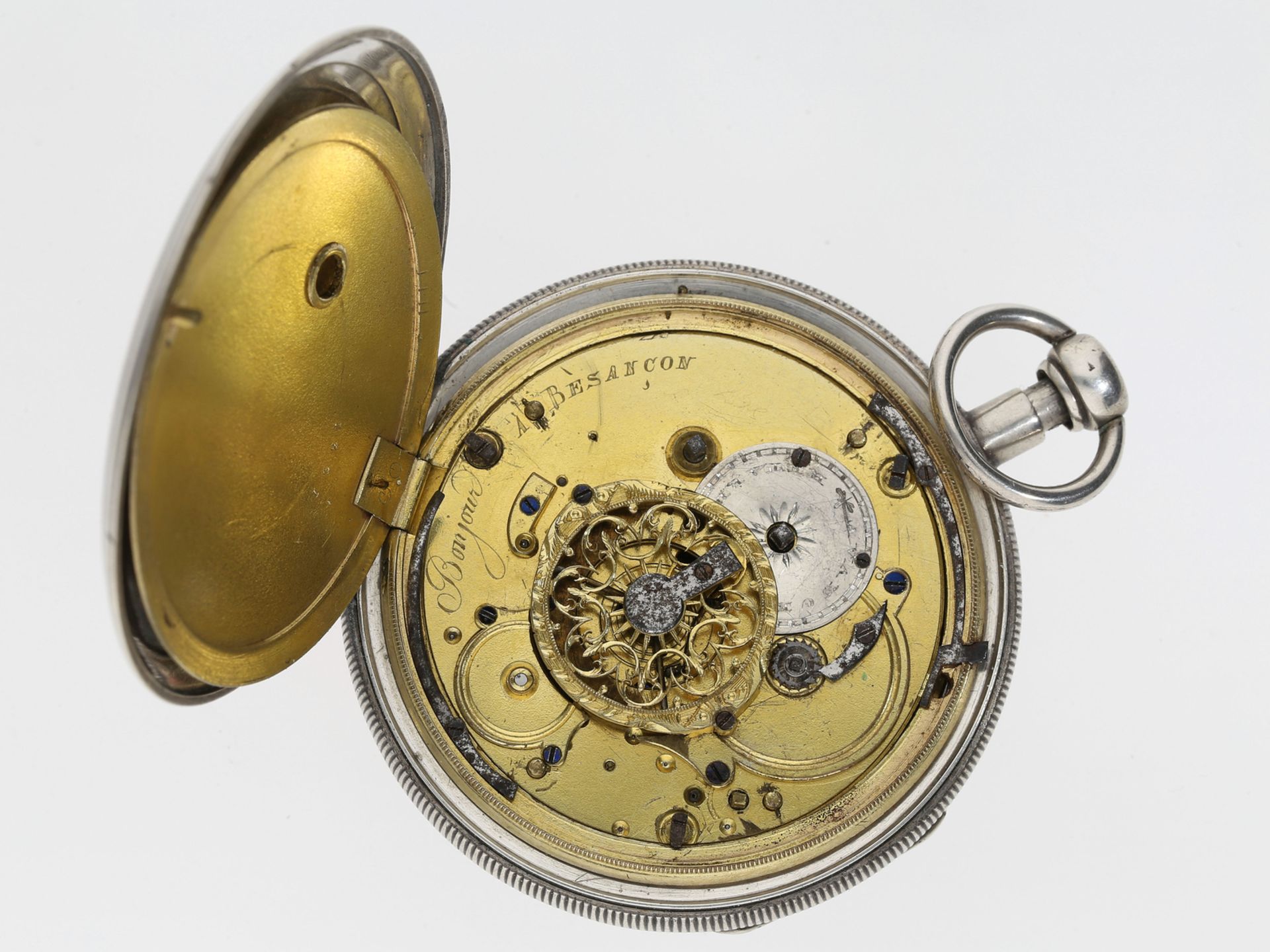 Taschenuhr: große Spindeluhr mit Repetition, Bonjour a Besancon, ca.1810 - Image 4 of 4