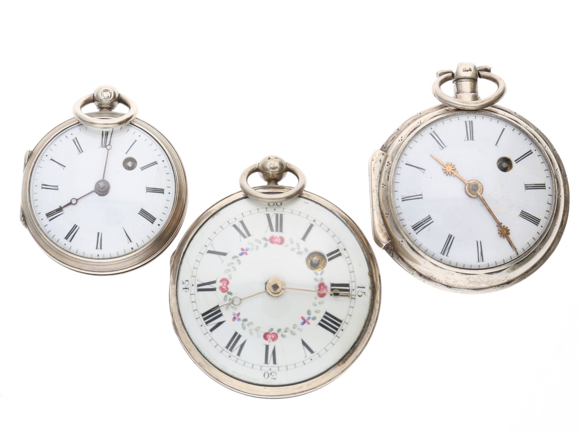 Taschenuhr: Konvolut von 3 Spindeluhren, ca. 1780 - 1800