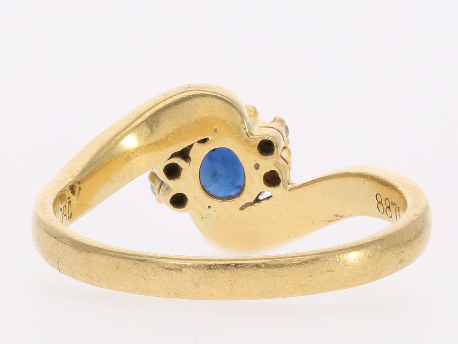 Ring: solider vintage Saphir/Brillant-Goldschmiedering - Image 3 of 3