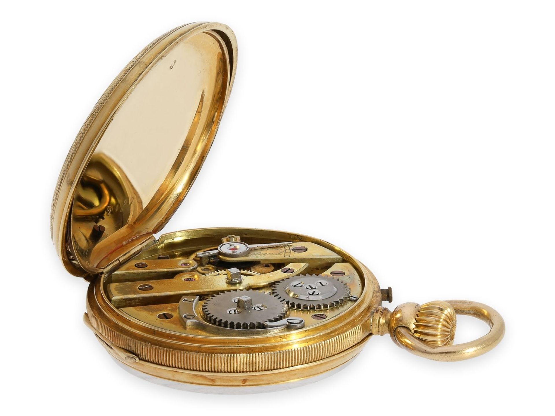 Taschenuhr: Gold/Emaille-Taschenuhr mit Diamantbesatz, allerfeinste Lupenmalerei, gefertigt für den  - Bild 6 aus 9