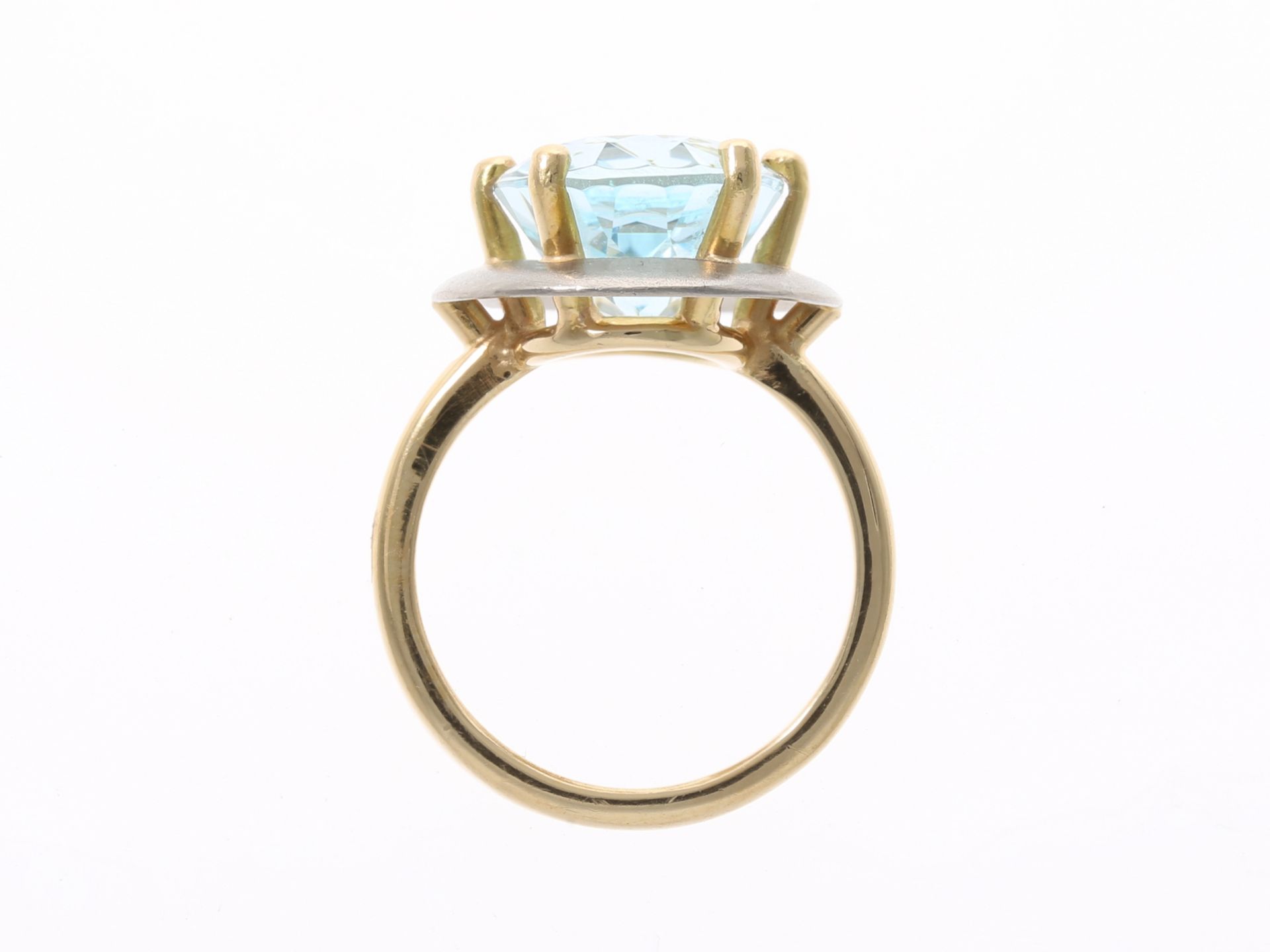 Ring: moderner Goldschmiedering mit schönem Aquamarin, 18K Gold - Bild 2 aus 5