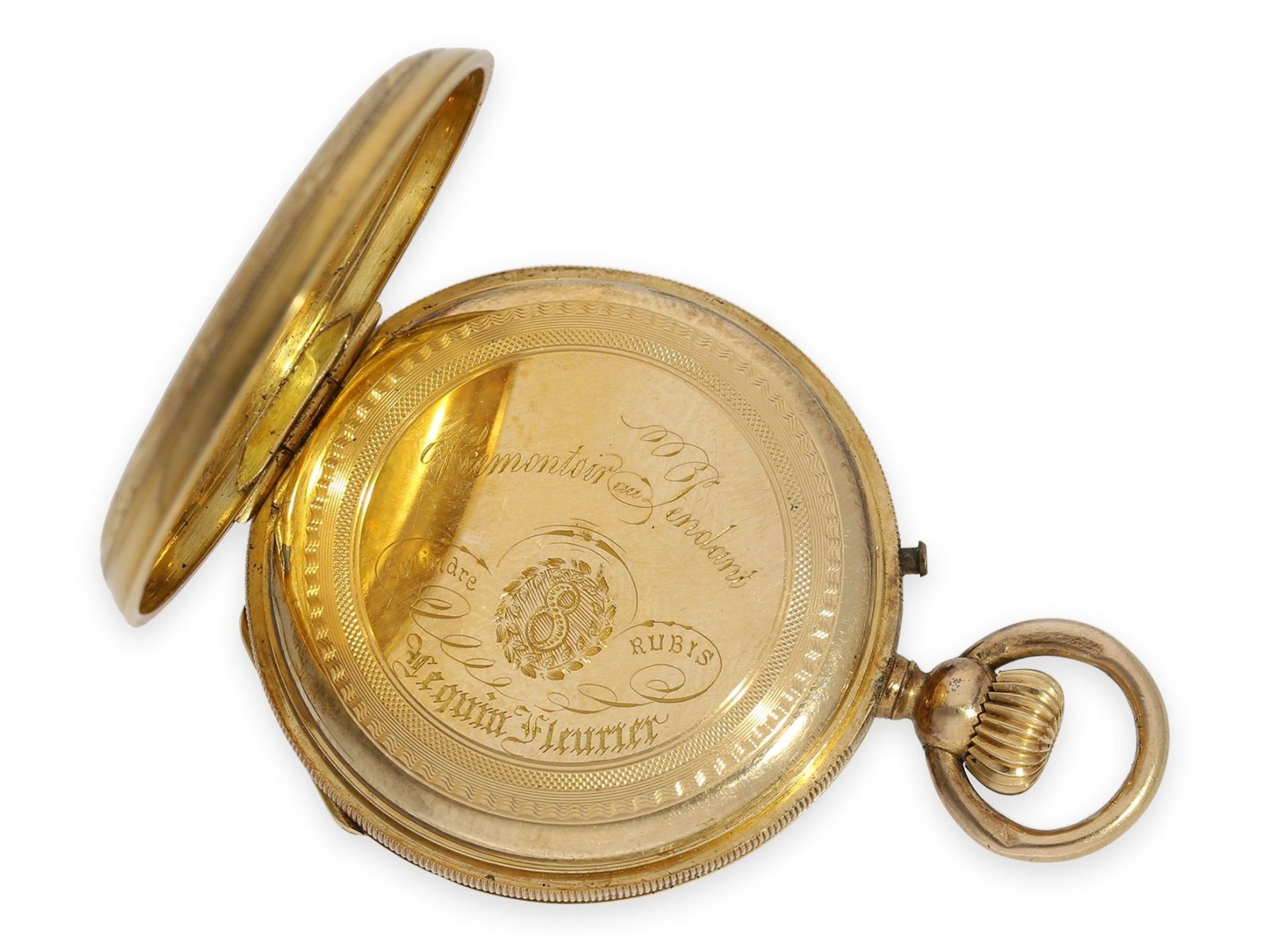 Taschenuhr: Gold/Emaille-Taschenuhr mit Diamantbesatz, allerfeinste Lupenmalerei, gefertigt für den  - Bild 7 aus 9