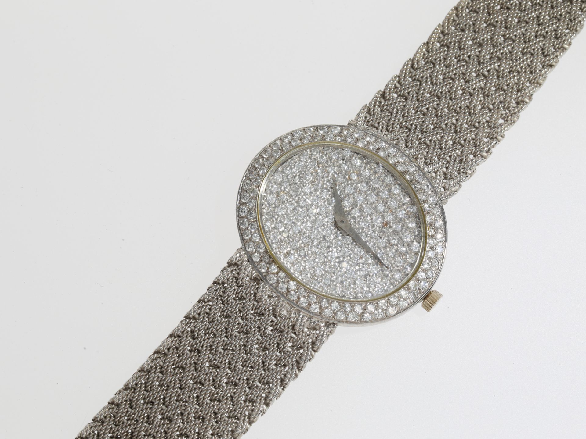 Armbanduhr: luxuriöse, schwere Bueche Girod Cocktailuhr in 18K Weißgold mit Brillantbesatz, Original - Bild 4 aus 5