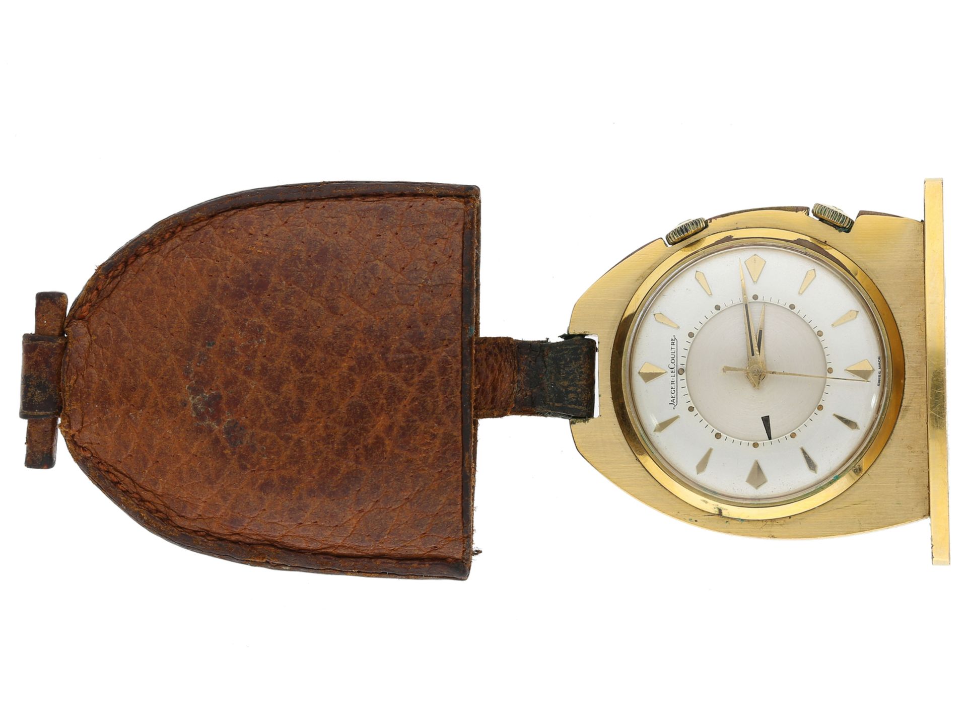 Taschenuhr/Reiseuhr: Le Coultre Reiseuhr mit Wecker "Memovox", 50er-Jahre