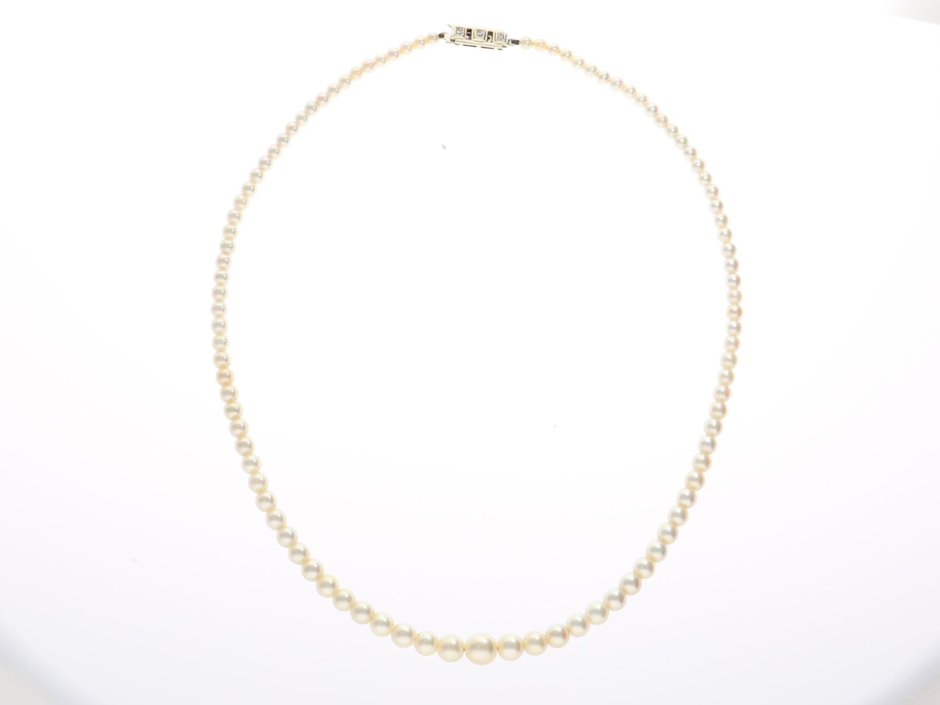 Kette/Collier: schöne alte Perlenkette mit 18K Weißgoldschließe - Bild 3 aus 3