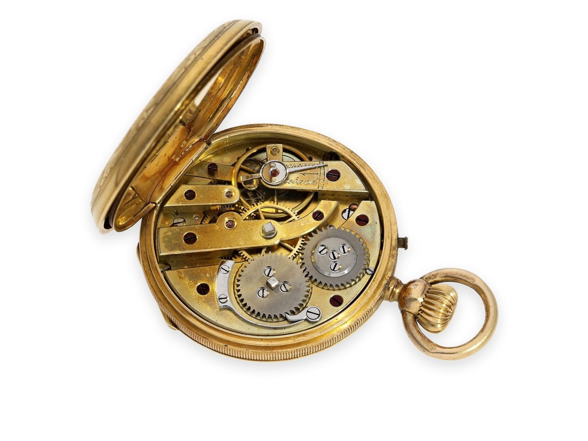 Taschenuhr: Gold/Emaille-Taschenuhr mit Diamantbesatz, allerfeinste Lupenmalerei, gefertigt für den  - Bild 4 aus 9