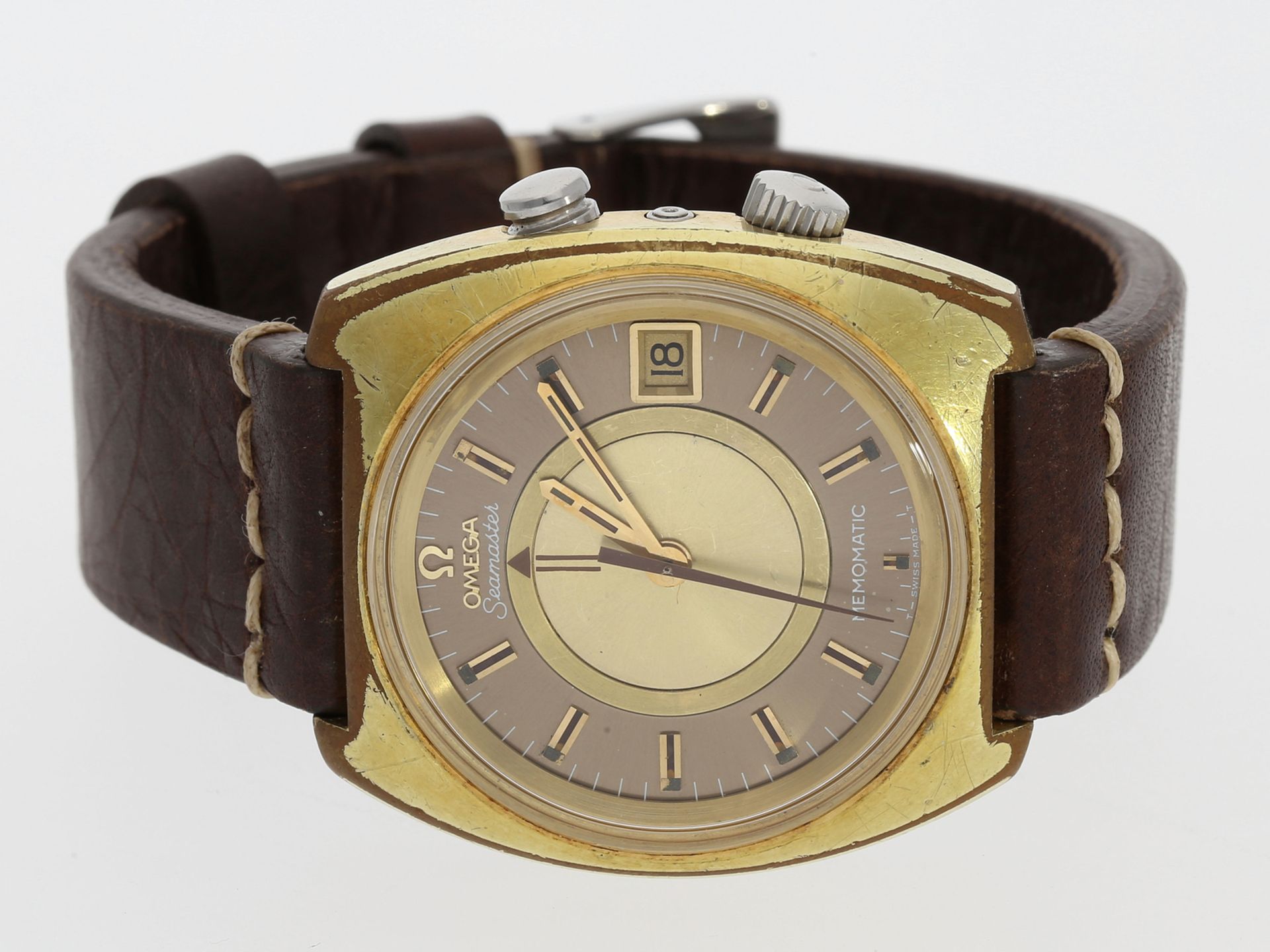 Armbanduhr: vintage Omega Seamaster Memomatic, Automatik-Herrenuhr mit Alarm