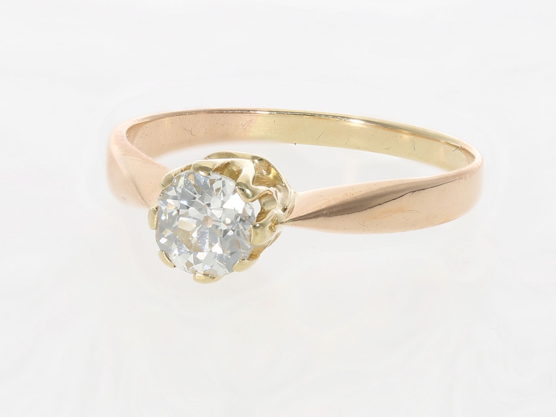 Ring: antiker Ring mit Altschliff-Diamant von ca. 0,65ct, 14K Gold