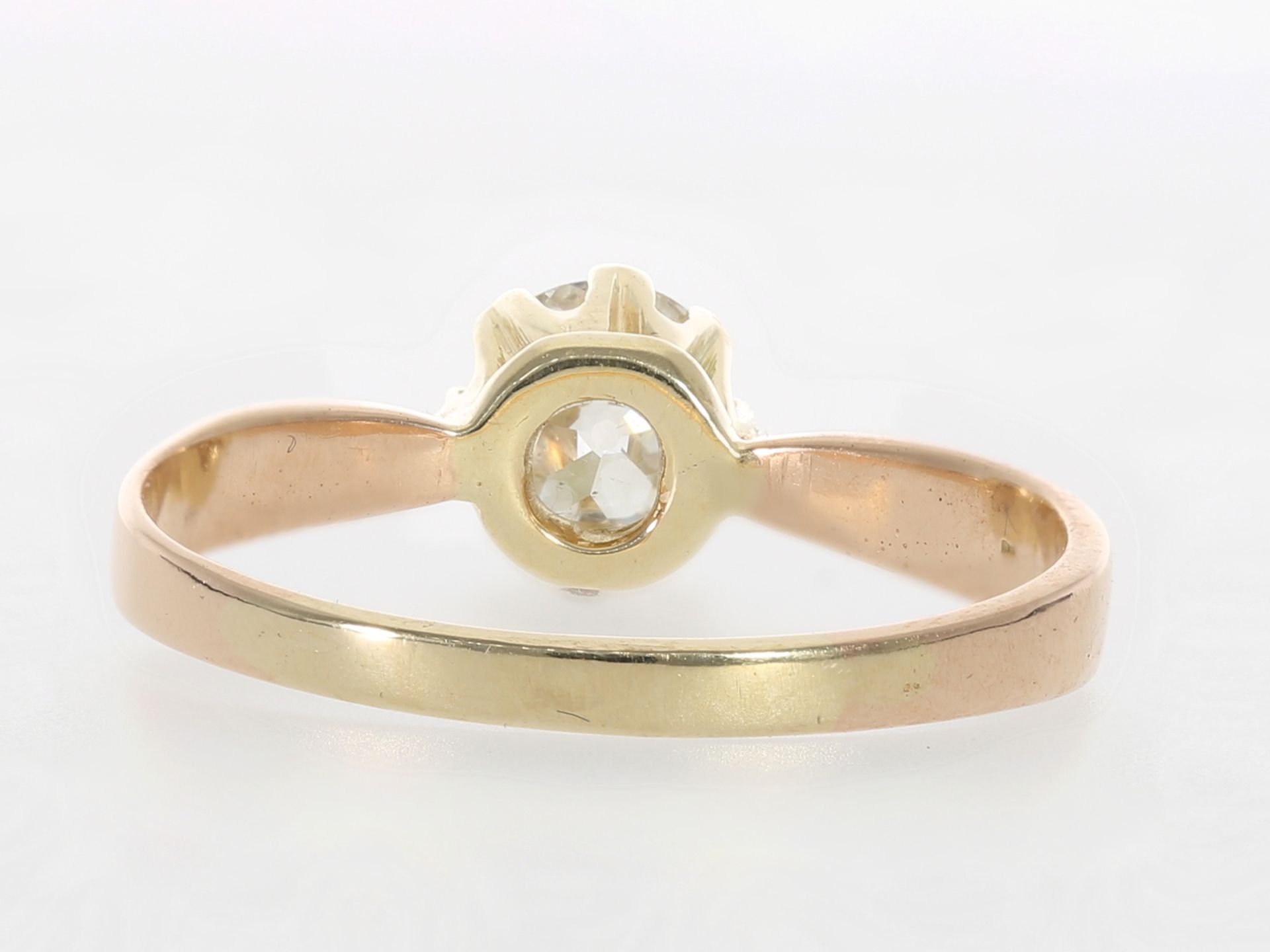 Ring: antiker Ring mit Altschliff-Diamant von ca. 0,65ct, 14K Gold - Bild 3 aus 3