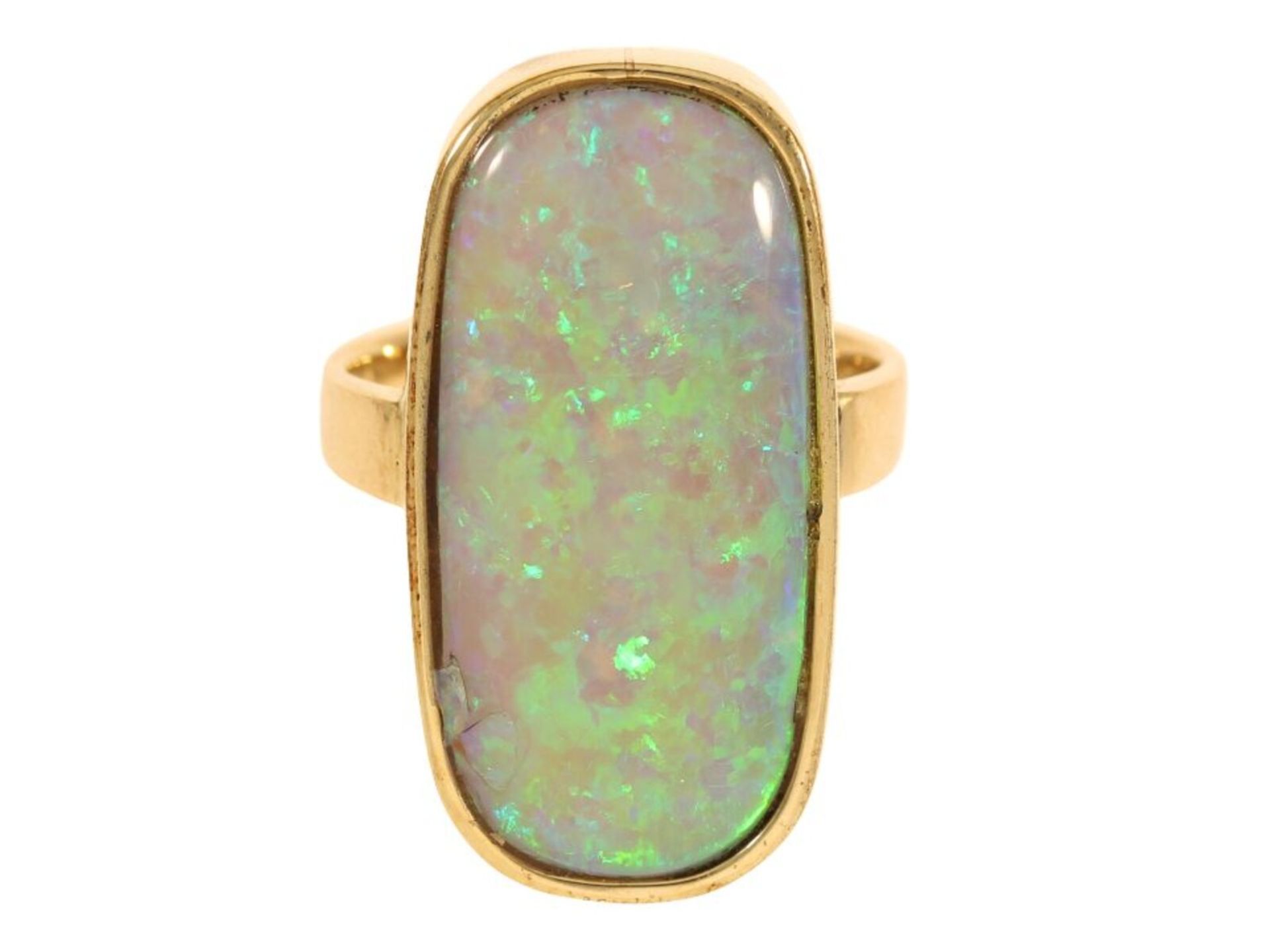 Ring: goldener vintage Damenring mit besonders großem Opal, solide Handarbeit - Bild 3 aus 5