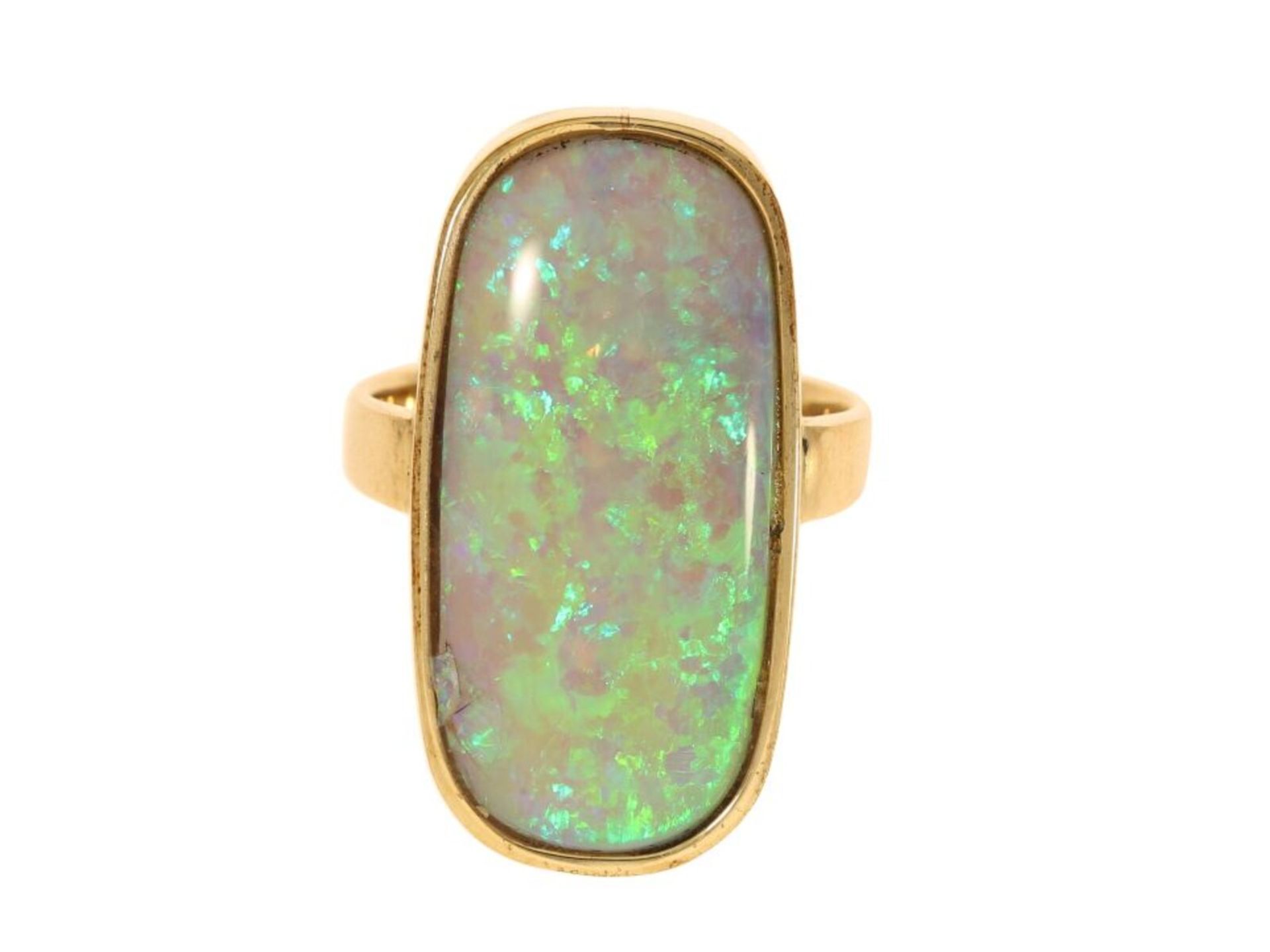 Ring: goldener vintage Damenring mit besonders großem Opal, solide Handarbeit - Bild 2 aus 5
