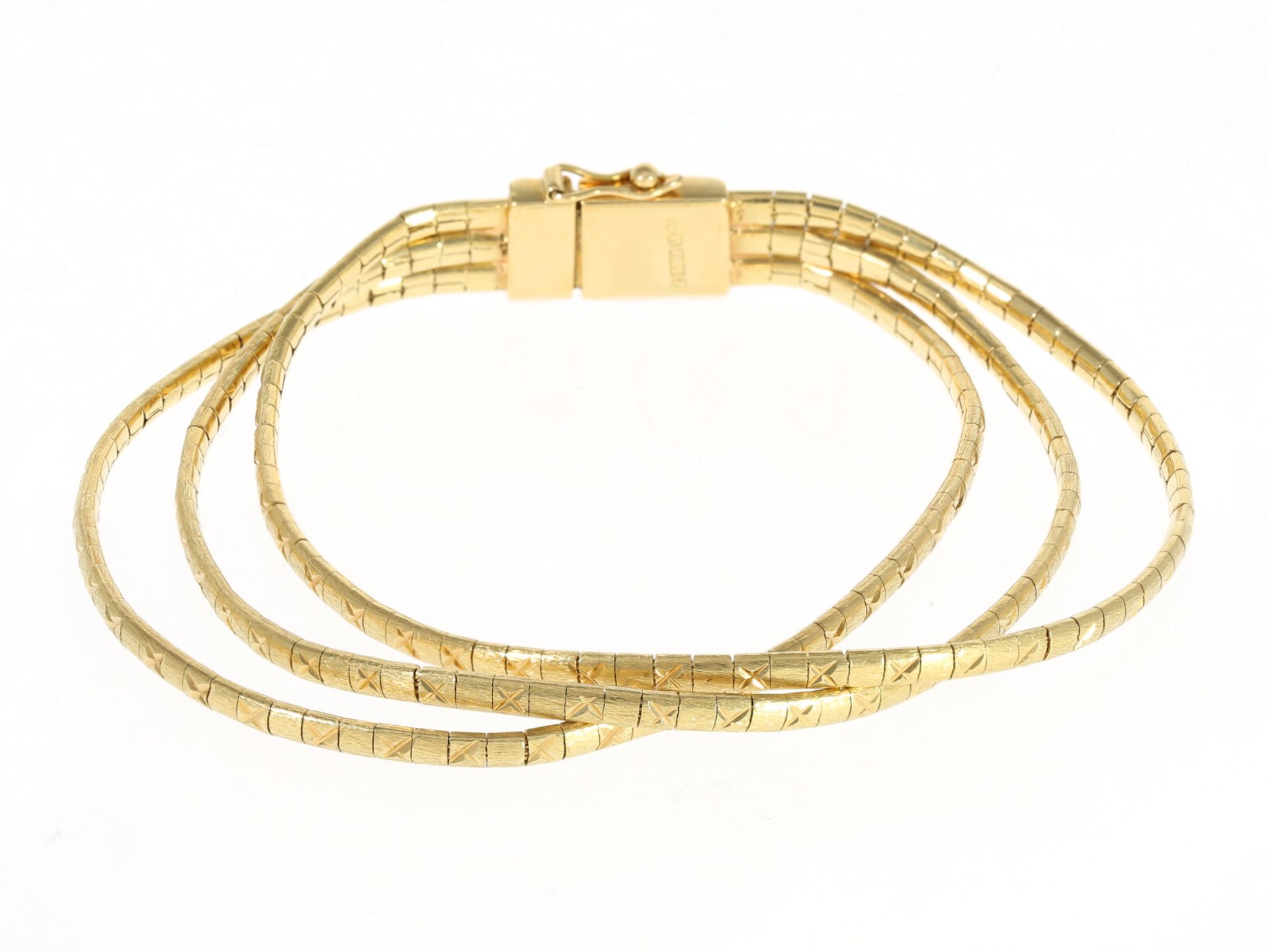 Armband: 3-reihiges vintage Gelbgoldarmband, 18K Gold - Bild 3 aus 8
