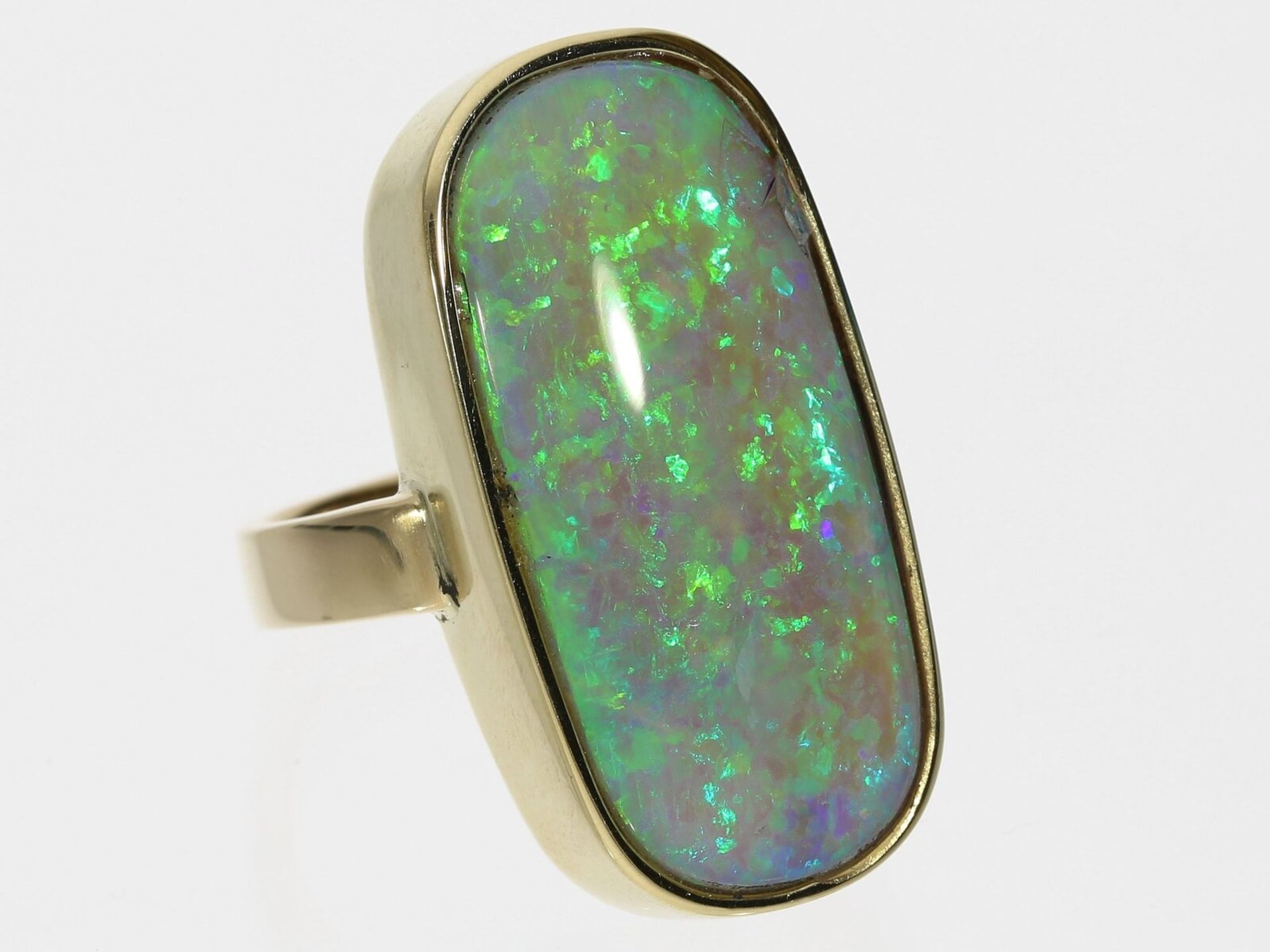 Ring: goldener vintage Damenring mit besonders großem Opal, solide Handarbeit - Bild 5 aus 5