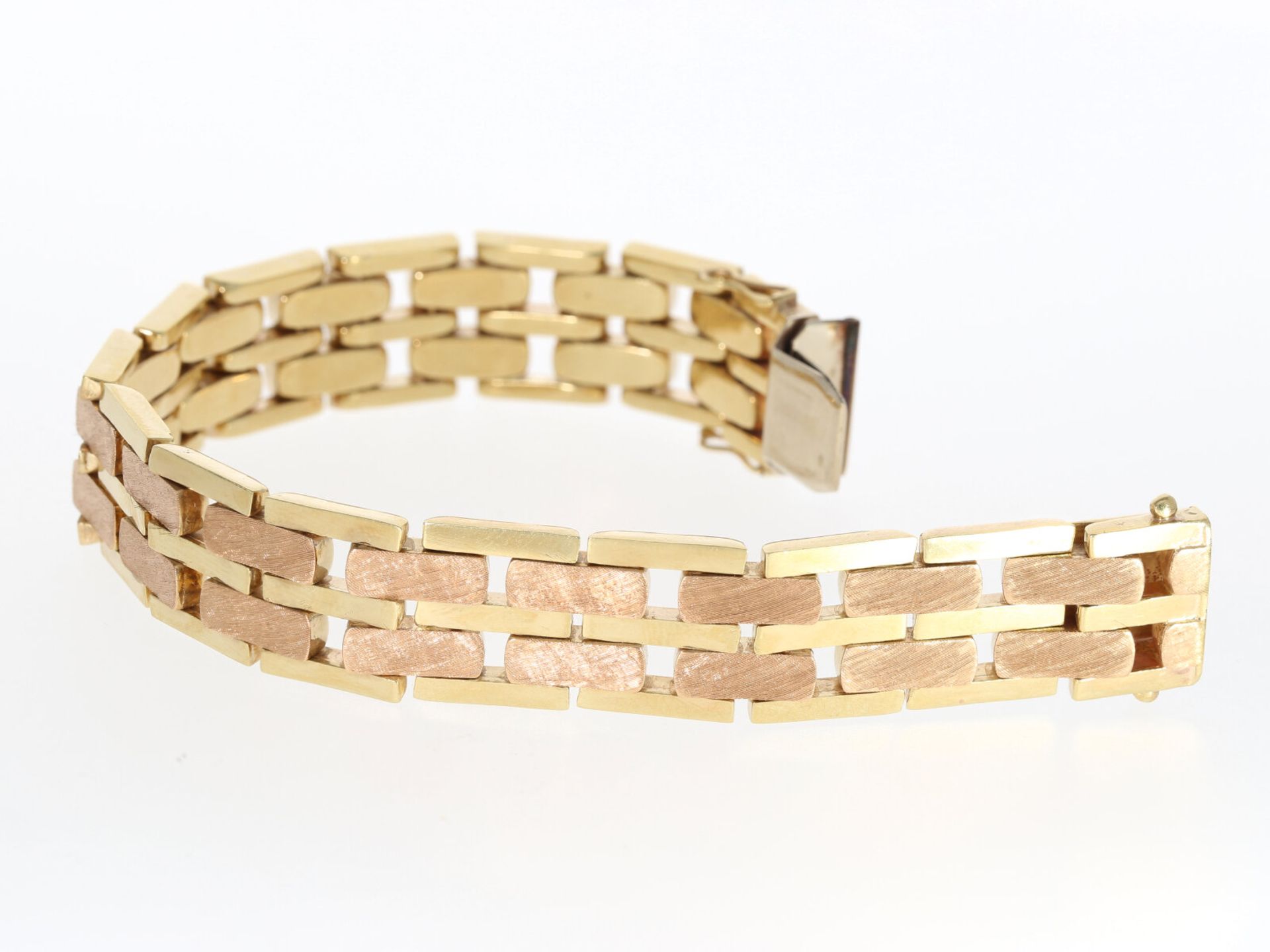 Armband: sehr schön erhaltenes und aufwendig gefertigtes vintage Bicolor-Goldschmiedearmband - Bild 3 aus 5