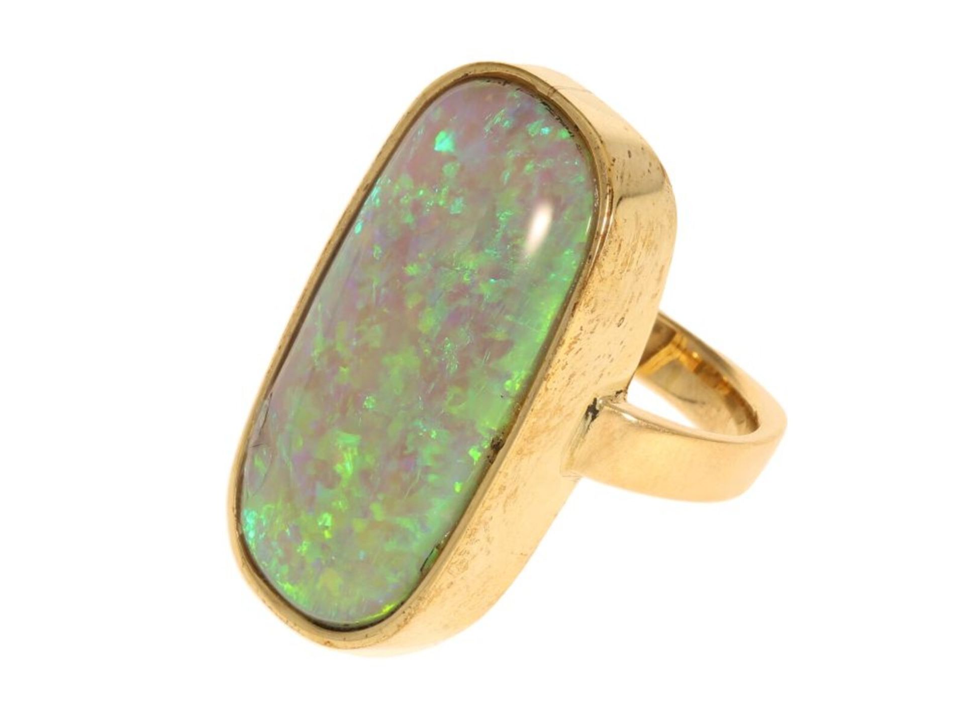 Ring: goldener vintage Damenring mit besonders großem Opal, solide Handarbeit - Bild 4 aus 5