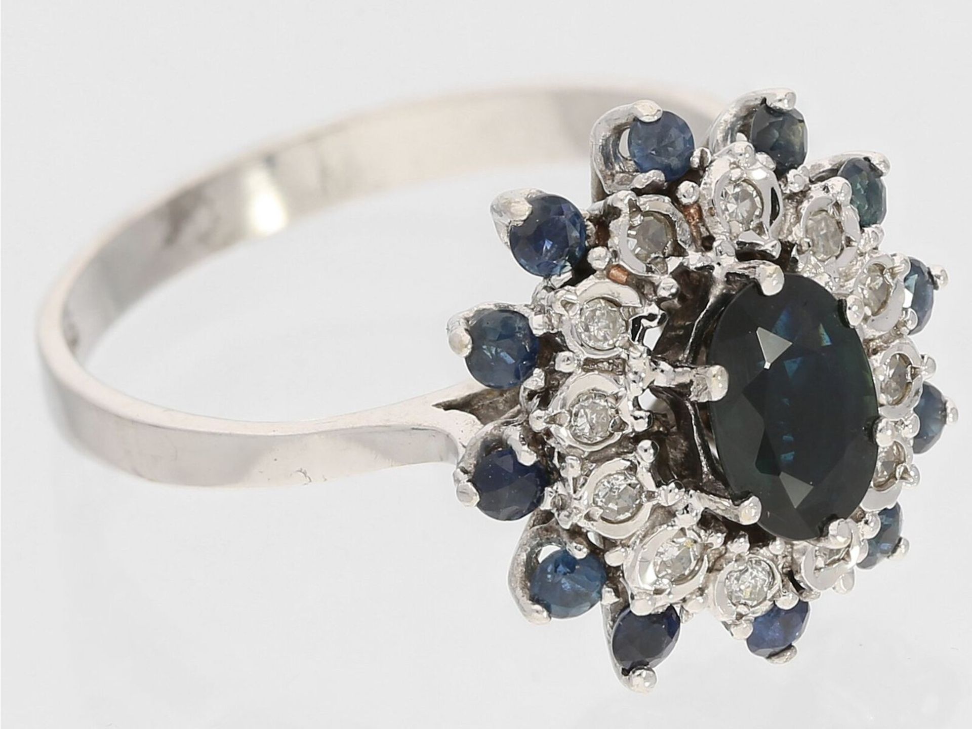 Ring: dekorativer vintage Saphir/Diamantring, 14K Gold - Bild 2 aus 2
