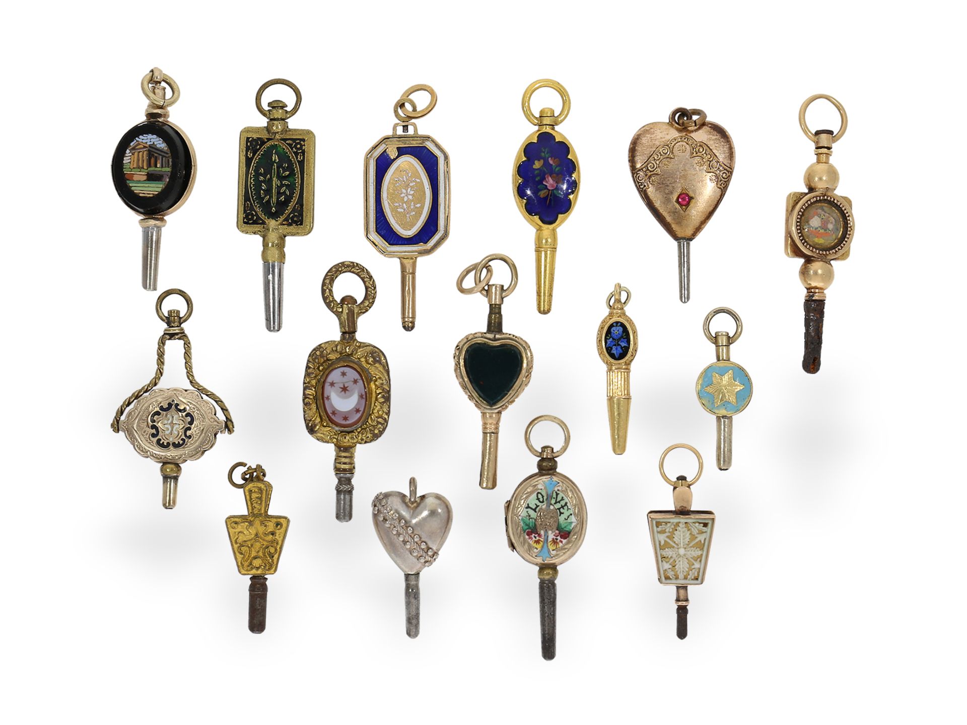 Uhrenschlüssel: Konvolut feine und seltene Spindeluhrenschlüssel, ca. 1780-1900