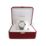 Armbanduhr: sportlicher Cartier Chronograph Ref. 3109 "Ballon Bleu De Cartier" mit Box und Papieren