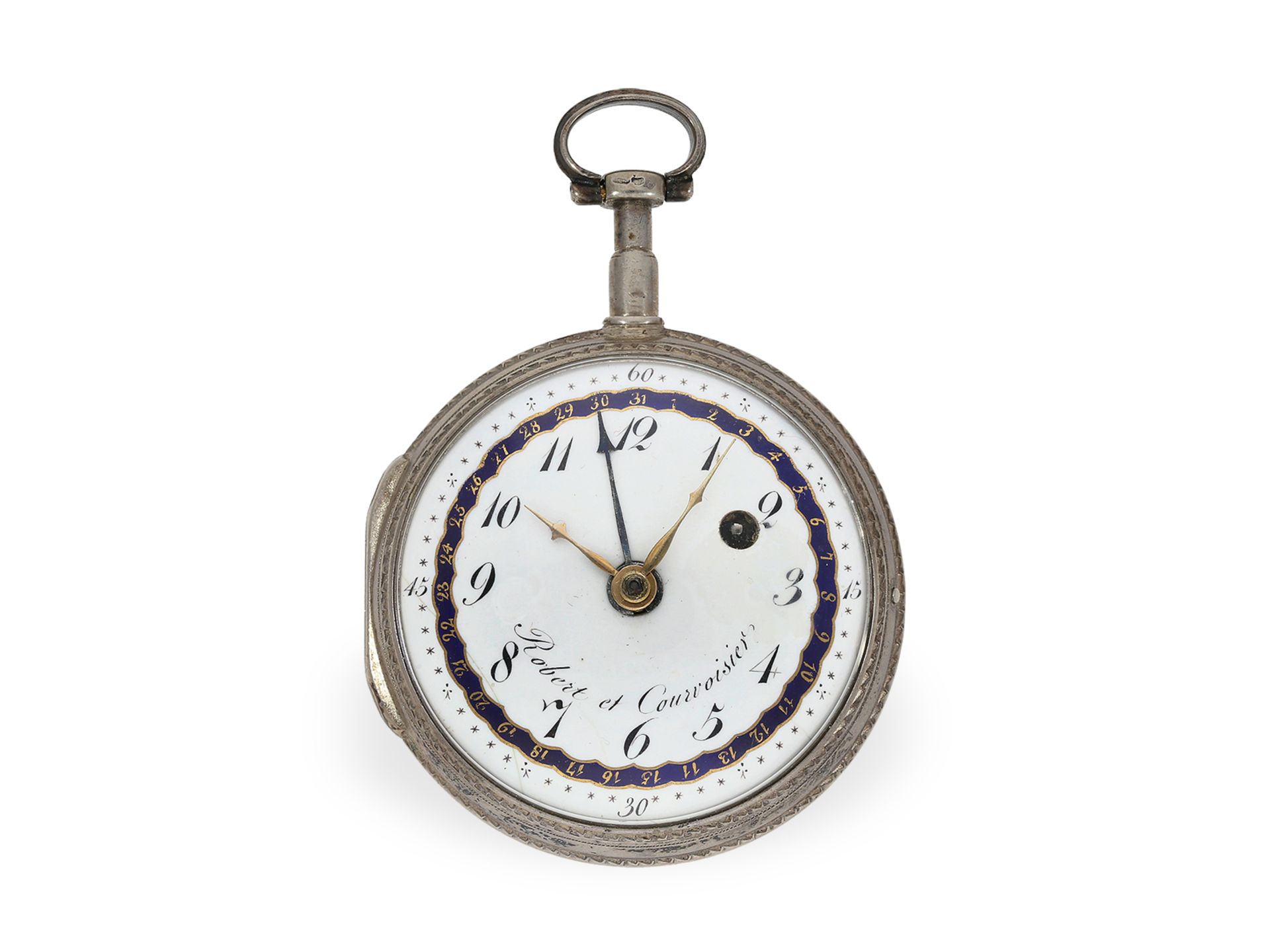 Pocket watch: attractive verge watch with hand date, Robert & Courvoisier, ca. 1795