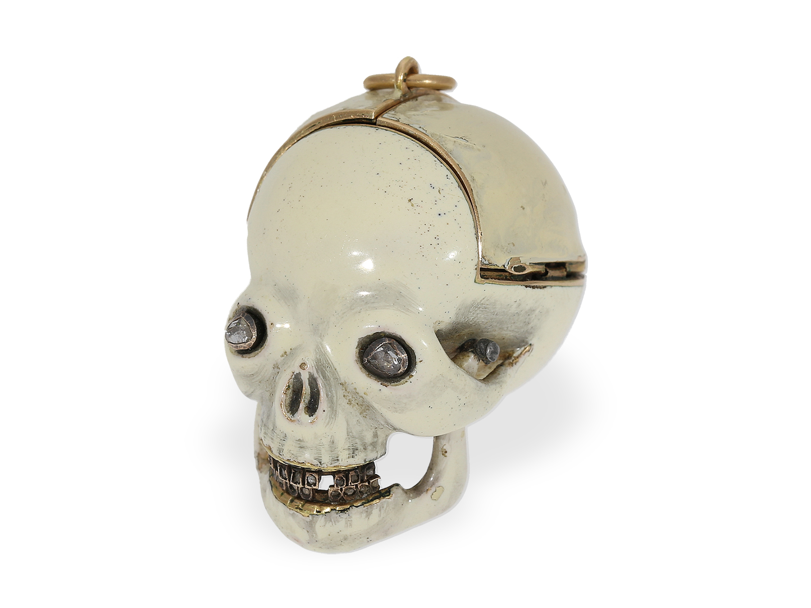 Formuhr: absolute Rarität, Totenkopfuhr "Memento Mori", Gold/Emaille, J.C Züntl in Linz, um 1800