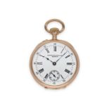 Taschenuhr: rotgoldene Patek Philippe Damenuhr mit sehr seltenem Kaliber, Genf um 1895