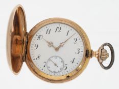 Taschenuhr: besonders schweres, rotgoldenes Longines Chronometer, um 1900