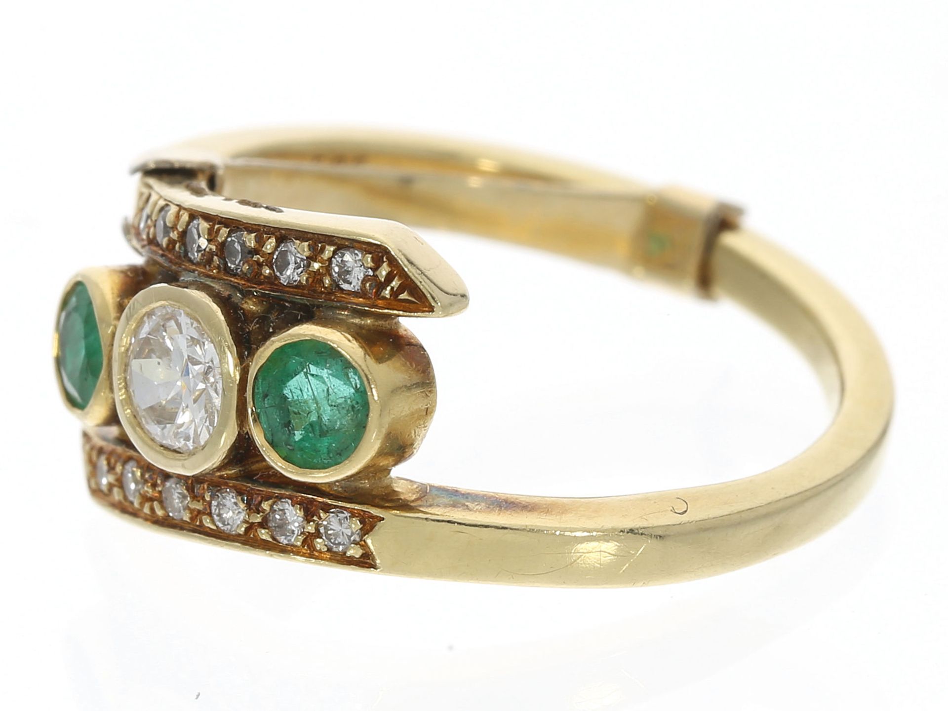 Ring: vintage Smaragd/Diamant-Goldschmiedering - Image 2 of 2