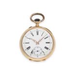 Taschenuhr: frühe rotgoldene Präzisionstaschenuhr, signiert J. Calame Robert, Ankerchronometer No. 7