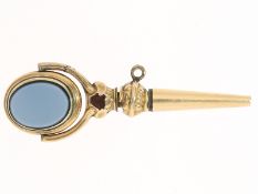 Uhrenschlüssel: sehr seltener goldener Uhrenschlüssel mit verstecktem Giftfach, 19. Jahrhundert