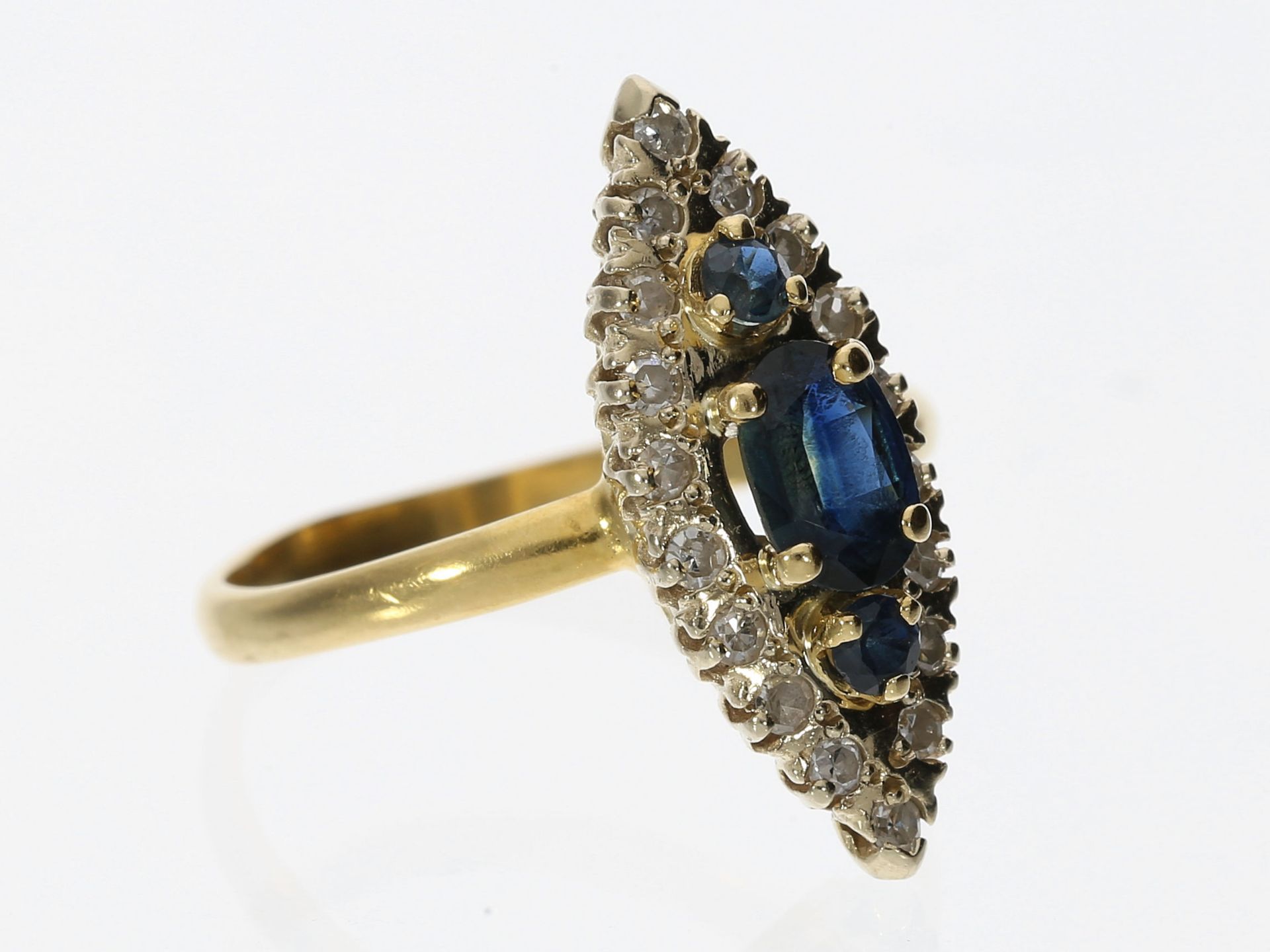 Ring: vintage Goldschmiedering mit Saphir- und Diamantbesatz - Image 2 of 2