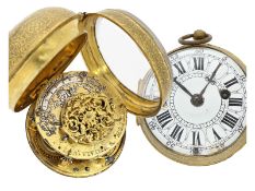 Taschenuhr: französische Oignon mit seltener Werksdekoration, signiert Vivier a Hesdin, ca.1710