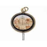 Uhrenschlüssel: Rarität, antiker Uhrenschlüssel mit Pietra Dura Mosaik, vermutlich um 1800