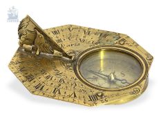 Sonnenuhr: seltene Äquatorial Sonnenuhr mit Butterfield-Zifferblatt, Menant Paris, um 1700