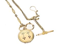 Uhrenkette: Konvolut von 2 ungewöhnlichen, goldenen Taschenuhrenketten, um 1870-1900, dabei eine rus